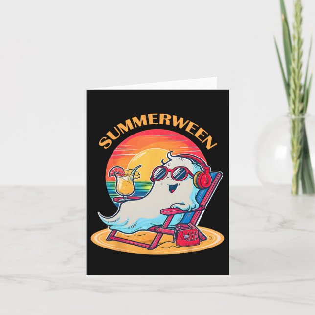 Summerween Cute Spooky Summer Ghost Halloween Kärl Kort (Framsida)