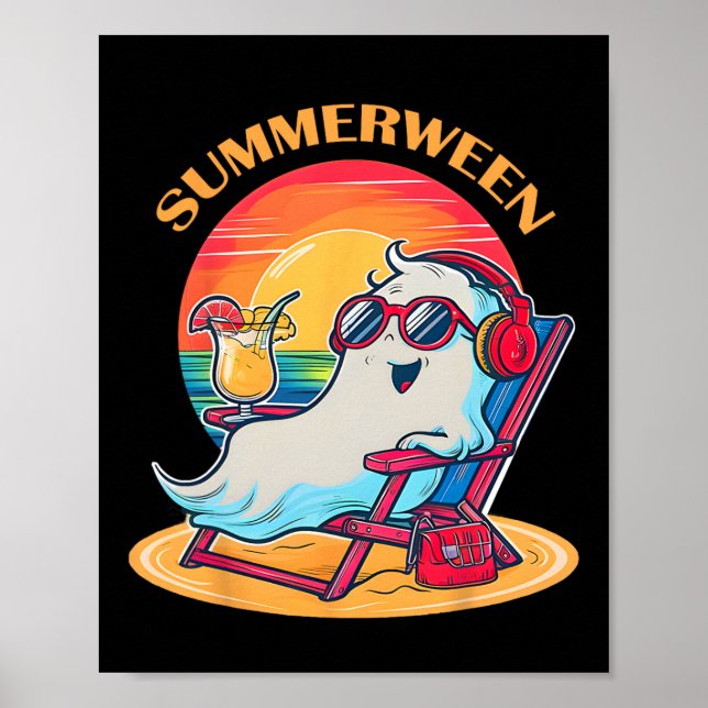 Summerween Cute Spooky Summer Ghost Halloween Kärl Poster (Framsidan)