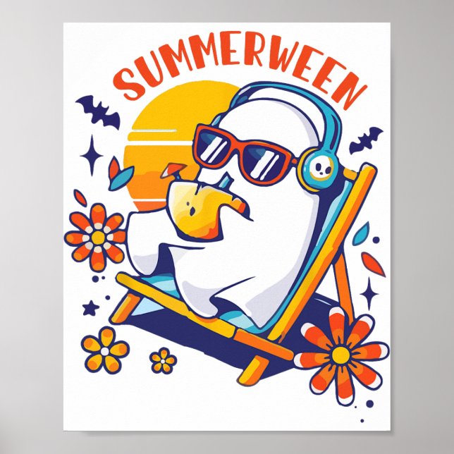 Summerween Cute Spooky Summer Ghost Halloween Kärl Poster (Framsidan)