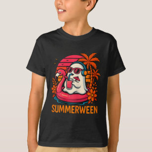 Summerween Funny Ghost Halloween Summer Flamingo B T Shirt