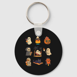Summerween Ghost Pumpkin Halloween Spooky Summer T Nyckelring