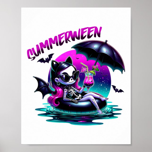 Summerween Ghost Summer Halloween Vibes Girls Wome Poster (Framsidan)