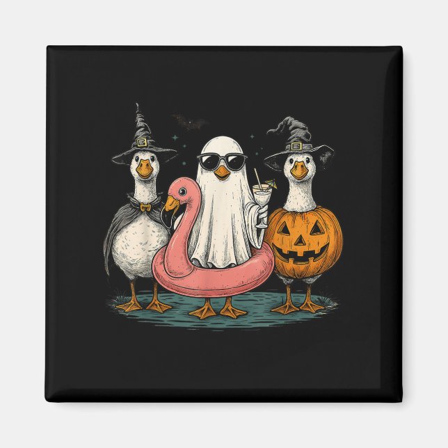 Summerween Goose Boo Ghost Pumpkin Halloween Summe Magnet (Framsidan)