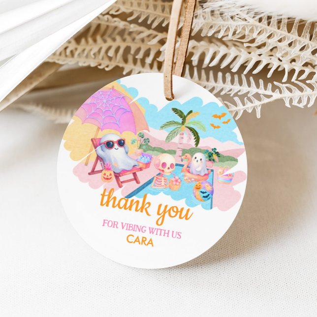 Summerween Halloween Bassäng Birthday Round Gåvor Etiketter (Summerween Halloween Pool Birthday Round Favor Tags)
