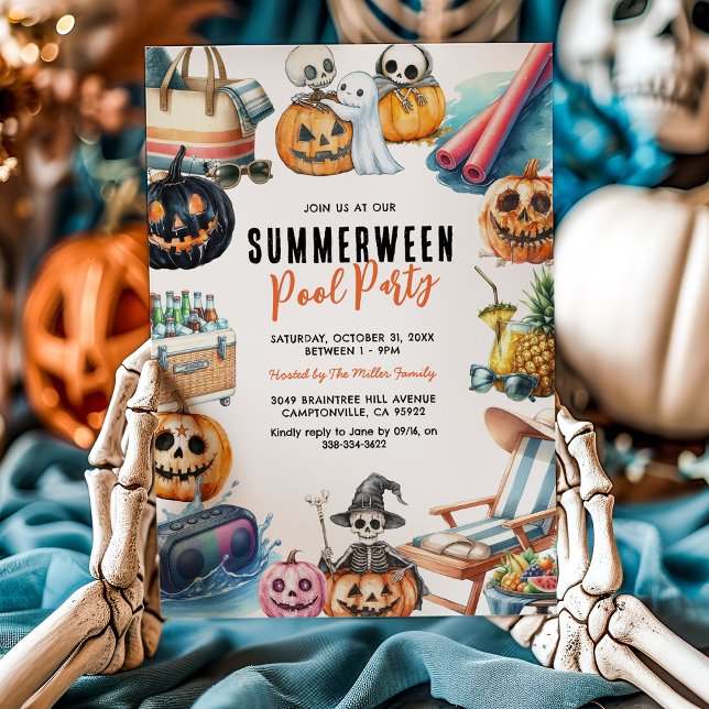 Summerween Halloween Bassäng Party Inbjudningar (Skapare uppladdad)