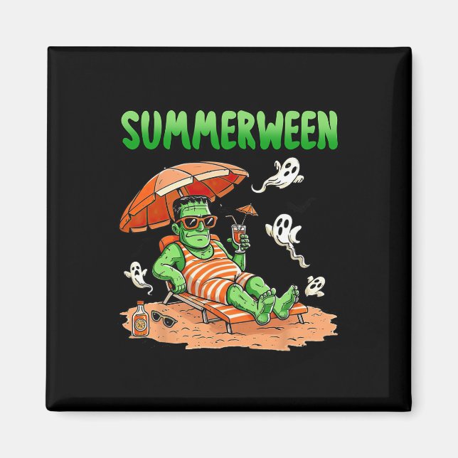 Summerween Halloween Hej Summer Frankenstein Boo Magnet (Framsidan)