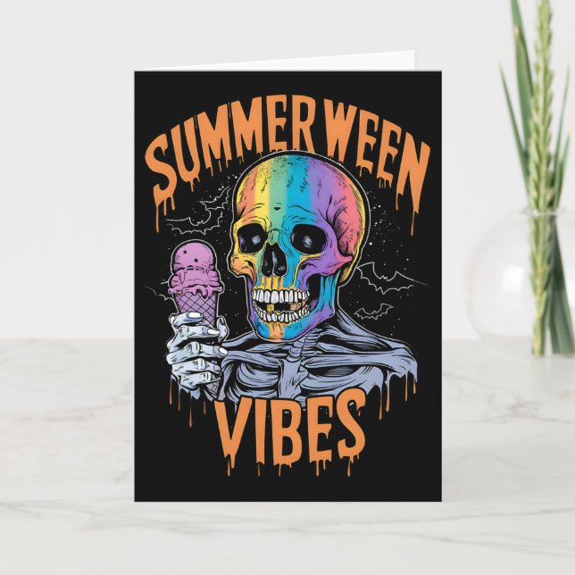 Summerween Halloween Summer Party Costume Funny Su Kort (Framsida)