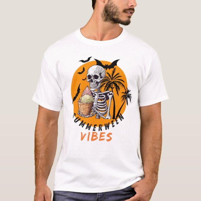 Summerween Ice Cream Skeleton T Shirt (Framsida)