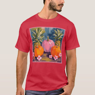 Summerween Pink Pumpkin Pineapple Hibiscus Hallowe T Shirt