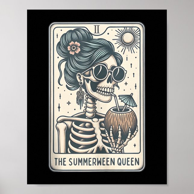 Summerween Queen Tarot Card, Witchy Halloween Poster (Framsidan)