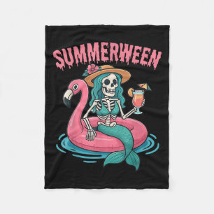 Summerween Sjöjungfru Skeleton Beach Flamingo Hall Fleecefilt