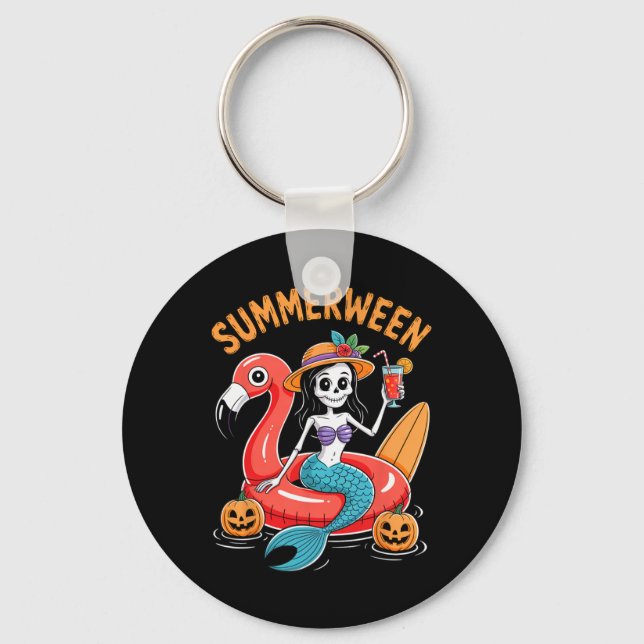 Summerween Sjöjungfru Skeleton Beach Flamingo Hall Nyckelring (Framsida)