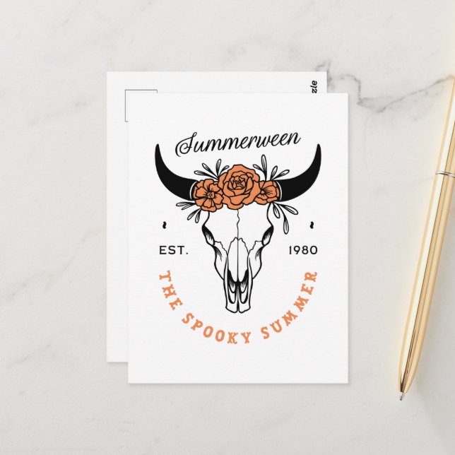 Summerween-skämt Sommarskalle halloween fest Vykort (Fram/Back In Situ)