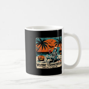 Summerween Skeleton Beach Halloween Tropical Art 1 Kaffemugg