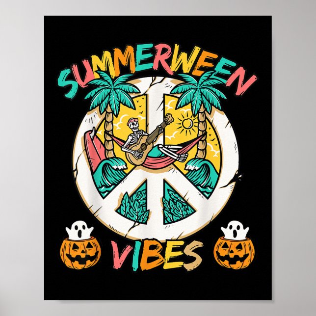 Summerween Skeleton Chill ut vid bålen med Su Poster (Framsidan)