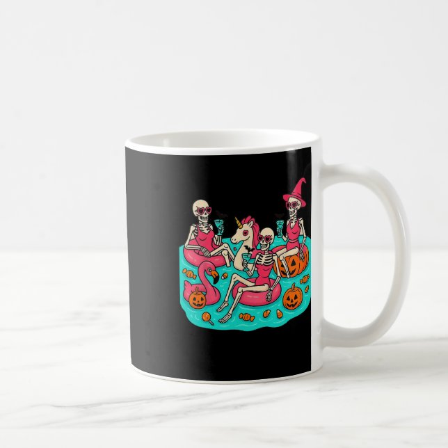 Summerween Skeleton Flamingo väntar bara på Hall Kaffemugg (Höger)