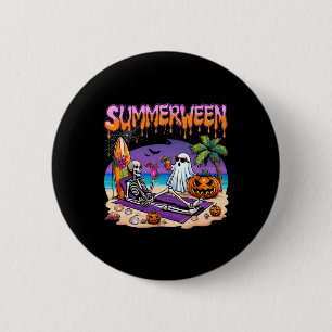 Summerween Skeleton Ghost Beach Funny Spooky Hallo Knapp