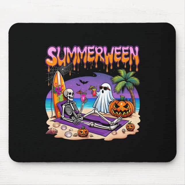 Summerween Skeleton Ghost Beach Funny Spooky Hallo Musmatta (Framsidan)