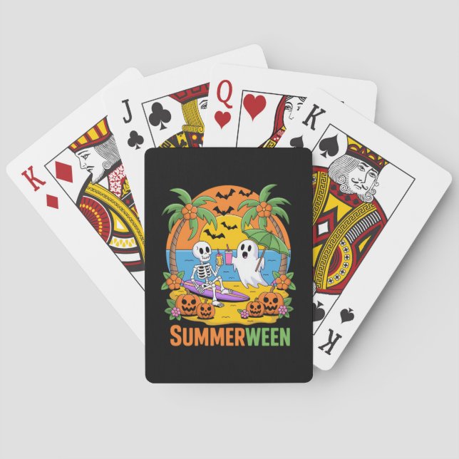 Summerween Skeleton Ghost Beach Halloween fest Fu Casinokort (Baksidan)