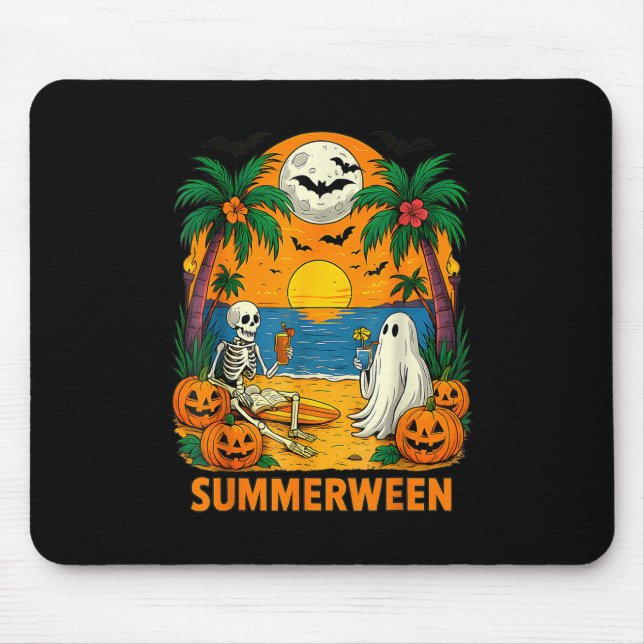 Summerween Skeleton Ghost Beach Party Halloween Vi Musmatta (Framsidan)