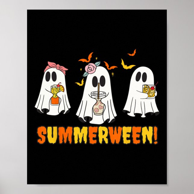 Summerween Skeleton Ghost Beach Party Halloween Vi Poster (Framsidan)