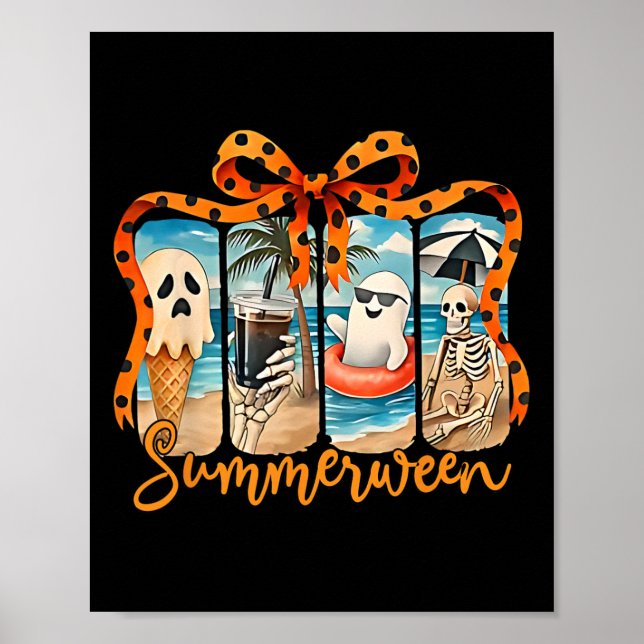 Summerween Skeleton Ghost Beach Party Halloween Vi Poster (Framsidan)