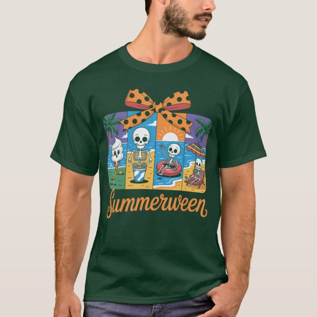 Summerween Skeleton Ghost Beach Party Halloween Vi T Shirt (Framsida)