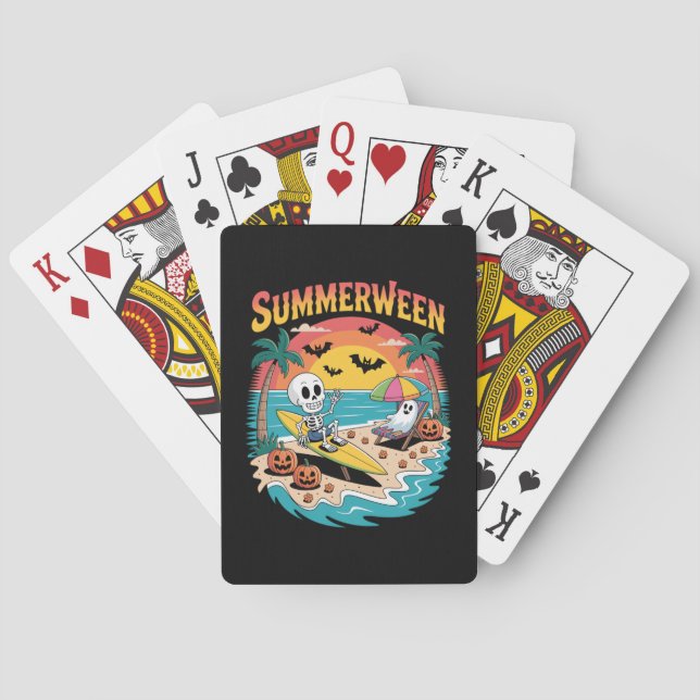 Summerween Skeleton Halloween Casinokort (Baksidan)