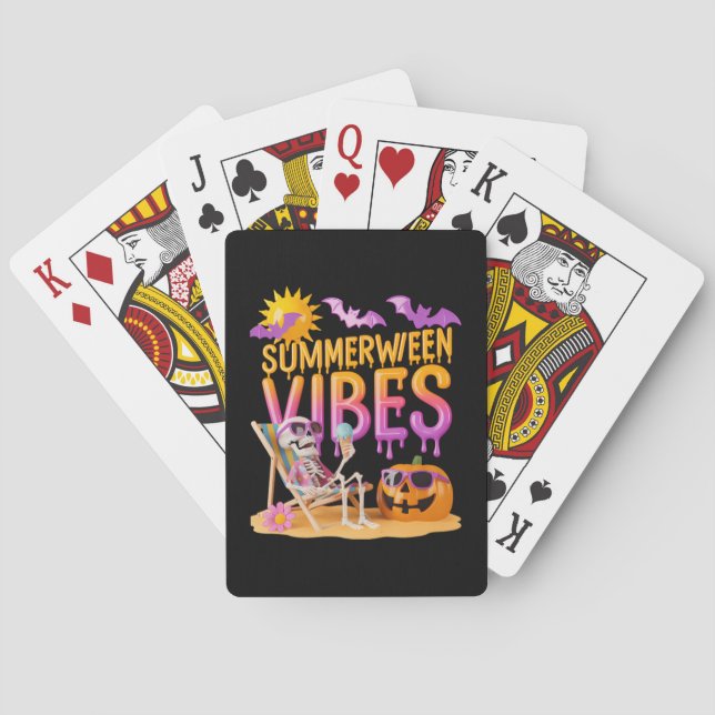 Summerween Skeleton Halloween Vibes Funny Casinokort (Baksidan)