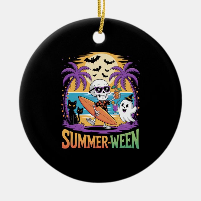 Summerween Skeleton Party Halloween Julgransprydnad Keramik (Framsidan)