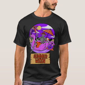 Summerween Skeleton Relaxing at The Beach T Shirt