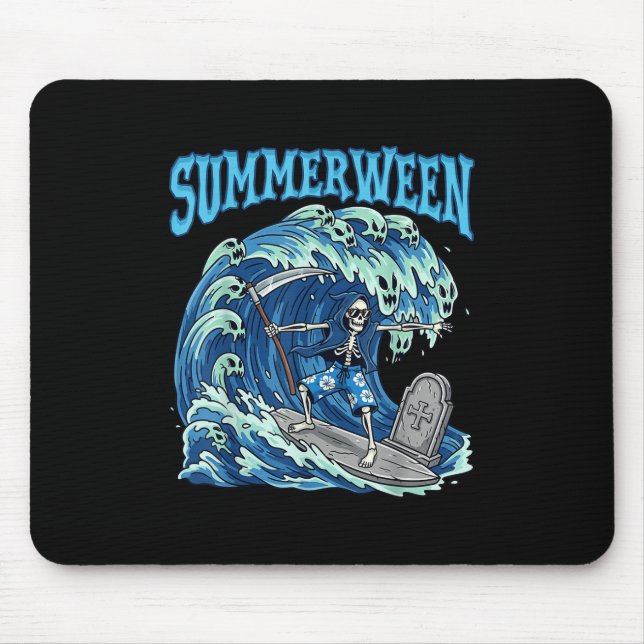 Summerween Skeleton Surfa Grim Reaper Beach Spooky Musmatta (Framsidan)