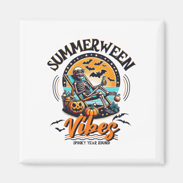 Summerween Skeleton Taloky Year Round Summer Hallo Magnet (Framsidan)