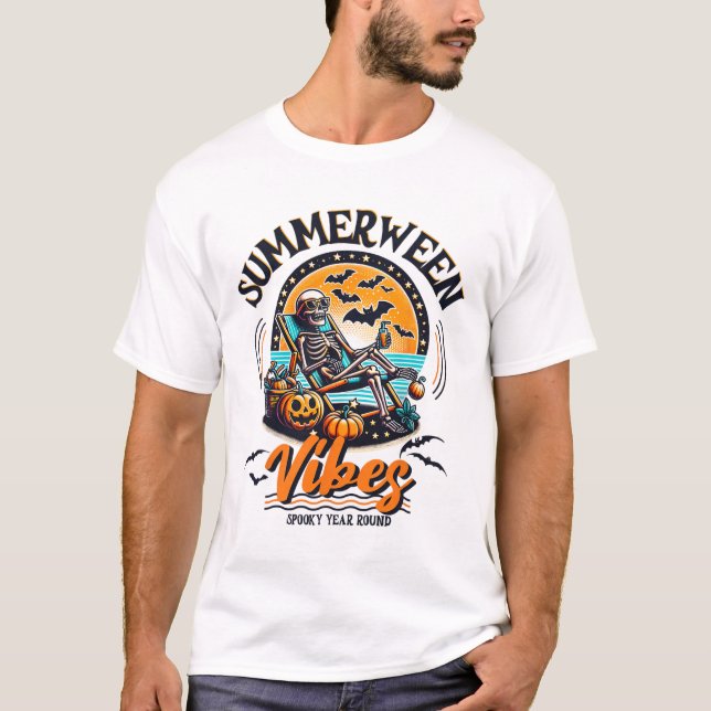 Summerween Skeleton Taloky Year Round Summer Hallo T Shirt (Framsida)