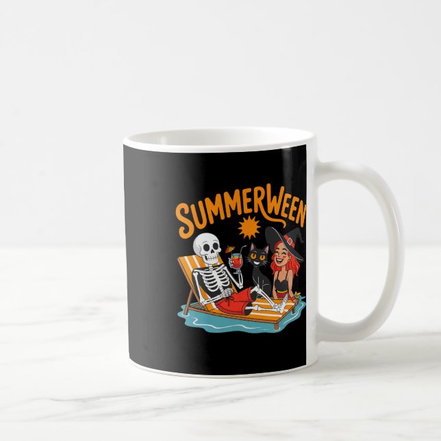 Summerween Skeleton Witch Funny Summer Halloween Kaffemugg (Höger)