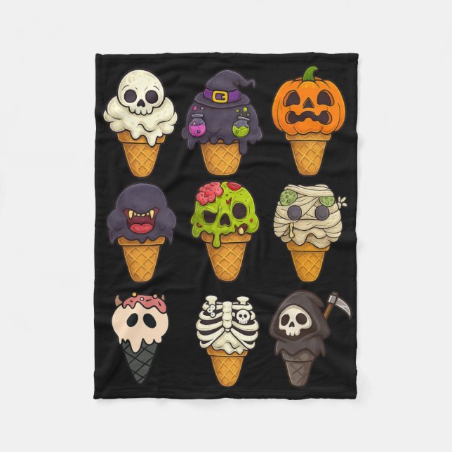 Summerween Skeleton Zombie Pumpkin Mummy Ice Cream Fleecefilt (Framsidan)