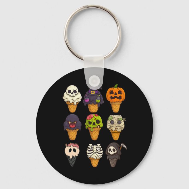 Summerween Skeleton Zombie Pumpkin Mummy Ice Cream Nyckelring (Framsida)