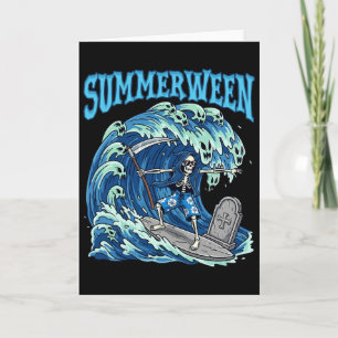 Summerween Skelett Surfande Dödsdöd Strand Kuslig Kort