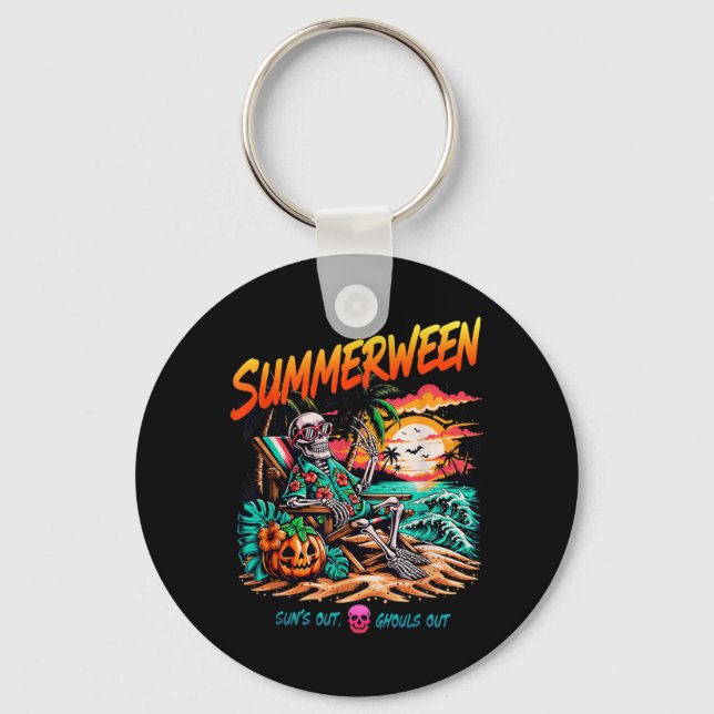 Summerween Solar ute monster ute skelett kopplar a Nyckelring (Framsida)