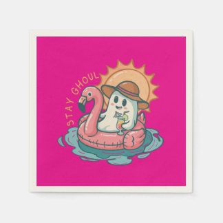 Summerween Spök Ghost På en Flamingo Flotte Pappersservett