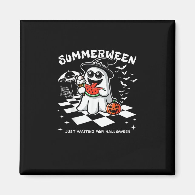 Summerween Spooky Halloween Summer Vibes Pumpkin G Magnet (Framsidan)