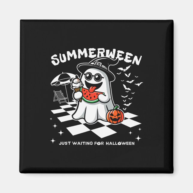 Summerween Spooky Halloween Summer Vibes Pumpkin G Magnet (Framsidan)