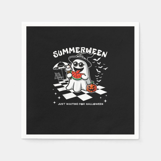 Summerween Spooky Halloween Summer Vibes Pumpkin G Pappersservett (Framsidan)