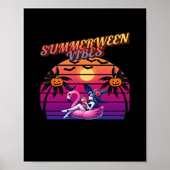 Summerween stämningar Häxa Flamingo Flotte, Häxa S Poster (Framsidan)