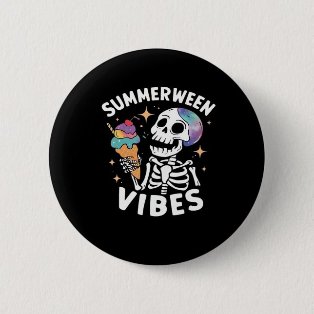 Summerween Summer Halloween Funny Skeleton Ice Cre Knapp (Framsida)
