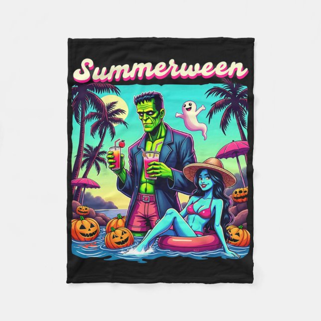 Summerween Summer Halloween Zombie Frankenstein Bo Fleecefilt (Framsidan)