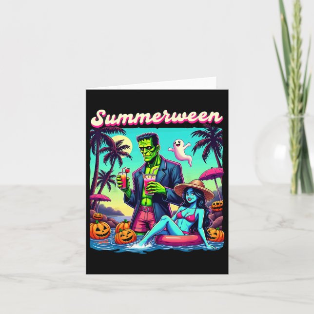 Summerween Summer Halloween Zombie Frankenstein Bo Kort (Framsida)