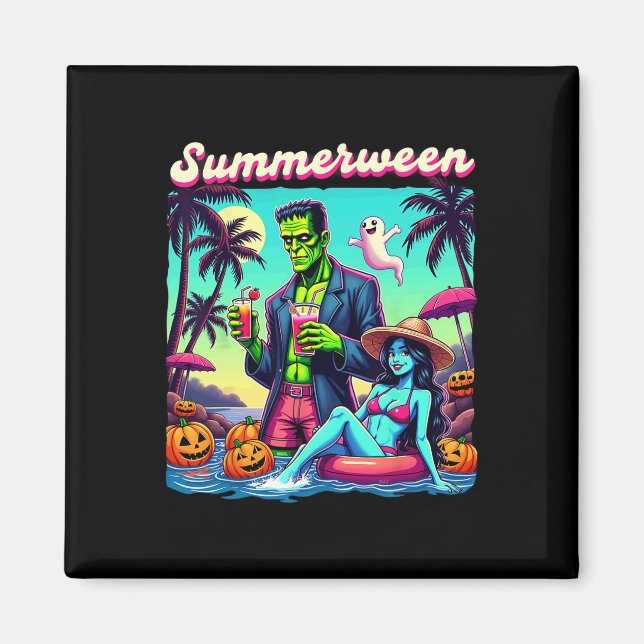 Summerween Summer Halloween Zombie Frankenstein Bo Magnet (Framsidan)
