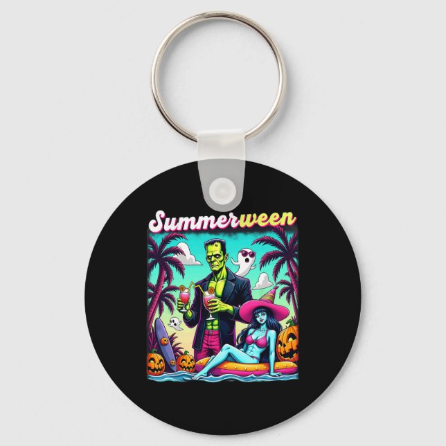 Summerween Summer Halloween Zombie Frankenstein Bo Nyckelring (Framsida)