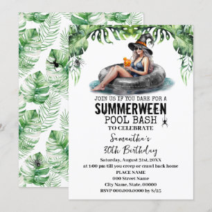 Summerween Tropical Witch Födelsedagsfest Inbjudningar